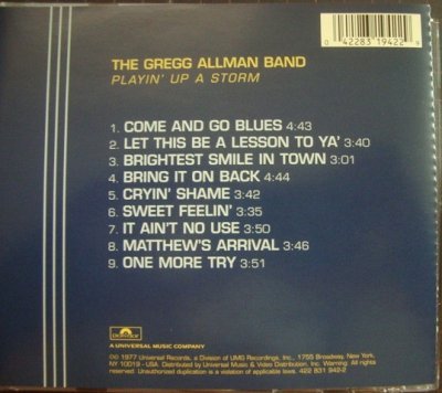 画像2: CD輸入盤★Playin' Up a Storm★The Gregg Allman Band グレッグ・オールマン・バンド