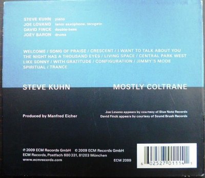 画像2: CD輸入盤★Mostly Coltrane★Steve Kuhn Trio w/Joe Lovano スティーブ・キューン ジョー・ロバーノ