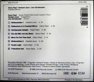画像2: CD輸入盤★Cracked Mirrors★Harry Pepl  Herbert Joos  Jon Christensen★西独盤 ECM 1356