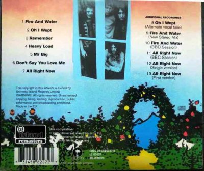 画像2: CD輸入盤★Fire and Water★Free フリー★Island remasters リマスター盤