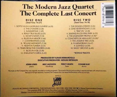 画像2: 2CD輸入盤★The Complete Last Concert★The Modern Jazz Quartet モダン・ジャズ・カルテット