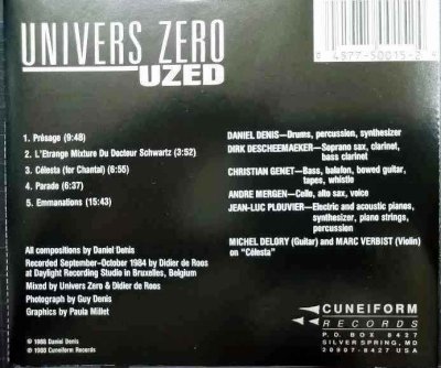 画像2: CD輸入盤★Uzed★Univers Zero ユニヴェル・ゼロ