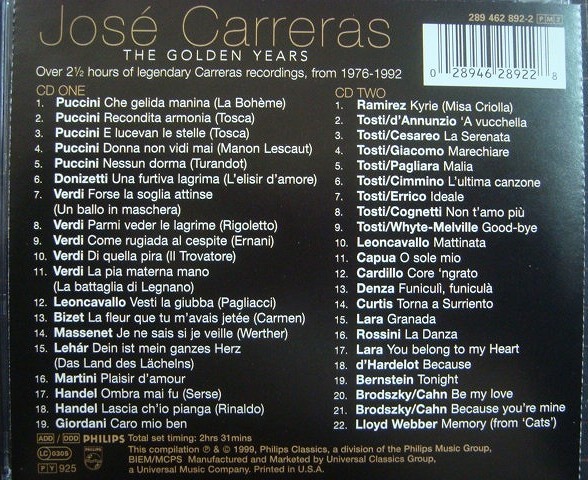画像2: 2CD輸入盤★The Golden Years★Jose Carreras ホセ・カレーラス