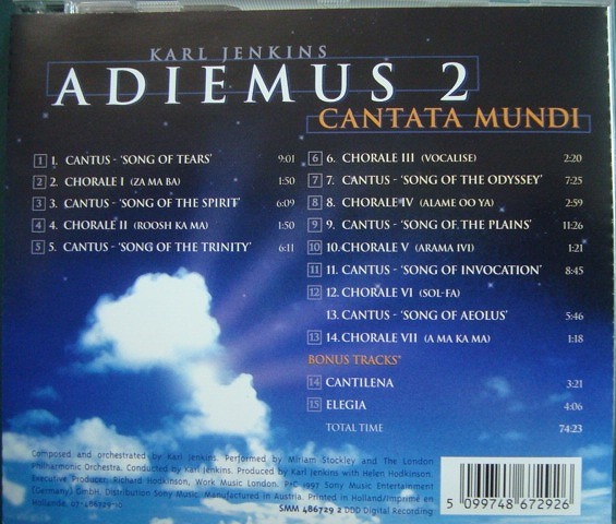 画像2: CD輸入盤★ADIEMUS 2 CANTANA MUNDI★KARL JENKINS★アディエマス カール・ジェンキンス