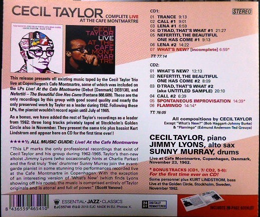 画像2: 2CD輸入盤★Complete Live At The Cafe Montmartre★Cecil Taylor セシル・テイラー