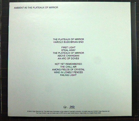 画像2: CD輸入盤★Ambient 2 The Plateaux Of Mirror★Brian Eno / Harold Budd ブライアン・イーノ