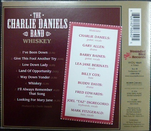 画像2: CD輸入盤★Whiskey★Charlie Daniels Band チャーリー・ダニエルズ・バンド