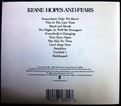 画像2: CD輸入盤★Hopes And Fears★Keane キーン