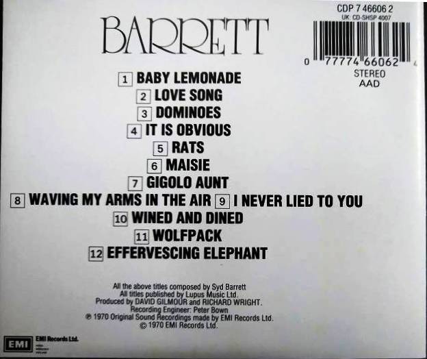 画像2: CD輸入盤★Barrett★Syd Barrett シド・バレット