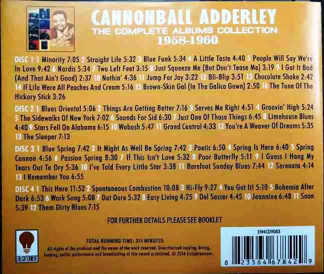 画像2: 4CD輸入盤★Cannonball Adderley : The Complete Albums Collection 1958-1960 ★キャノンボール・アダレイ
