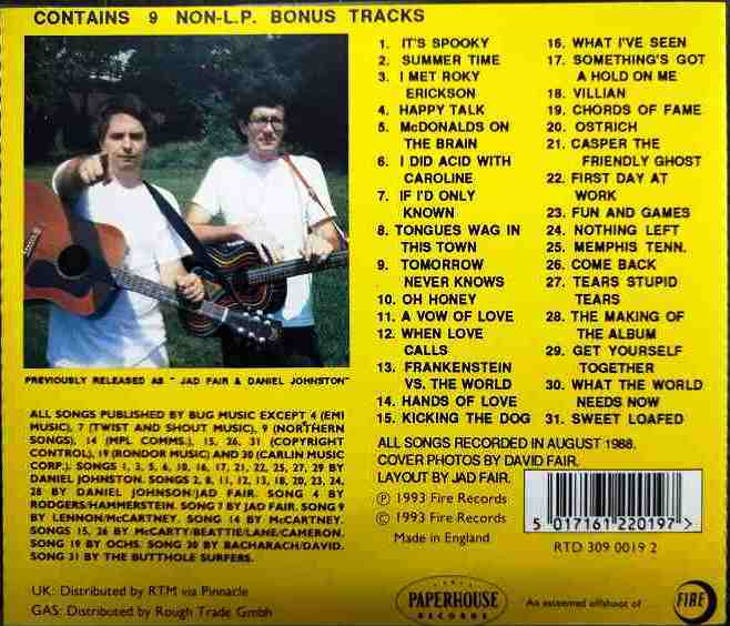 画像2: CD輸入盤★It's Spooky★Jad Fair And Daniel Johnston ジャド・フェアー ダニエル・ジョストン
